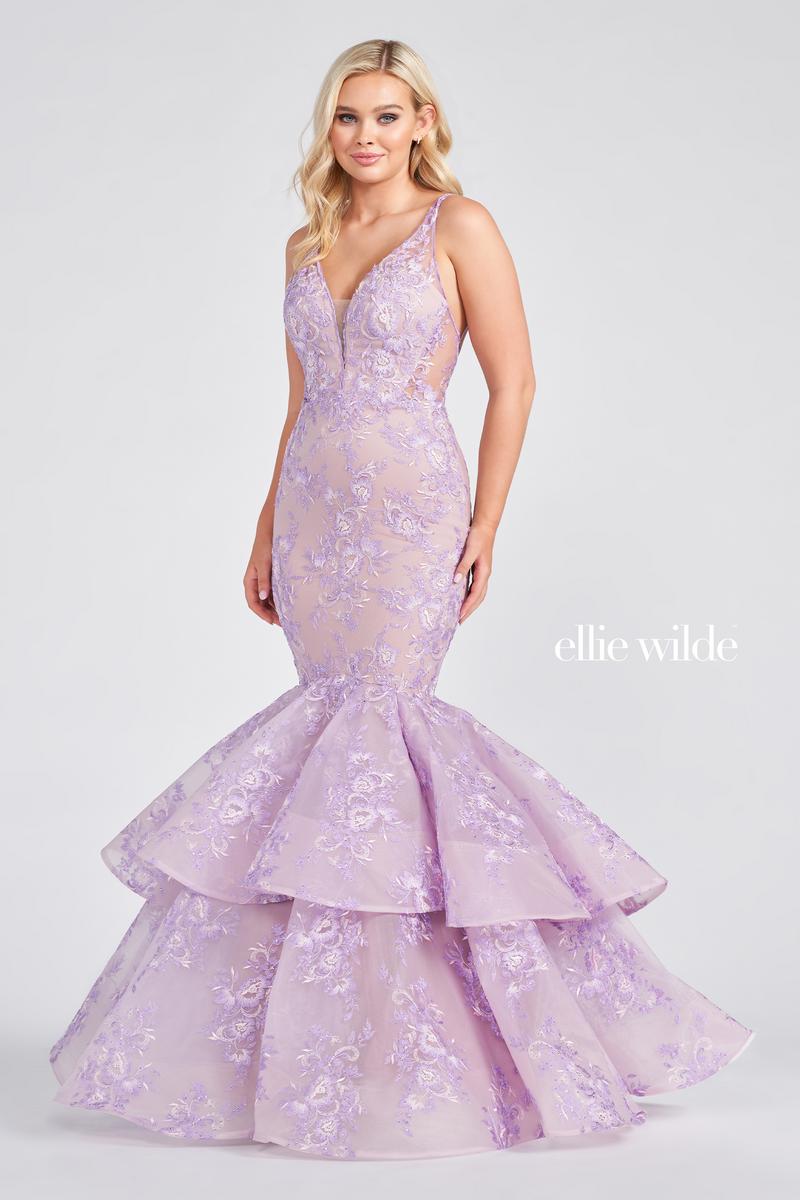 Ellie Wilde EW122040 V-Neck Long Fitted Dress