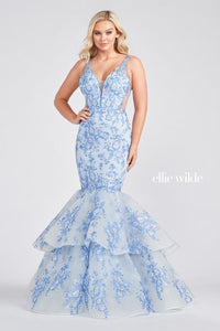 Ellie Wilde EW122040 V-Neck Long Fitted Dress