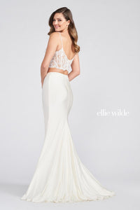 Ellie Wilde EW122043 Lace Bodice V-Neck Fitted Gown