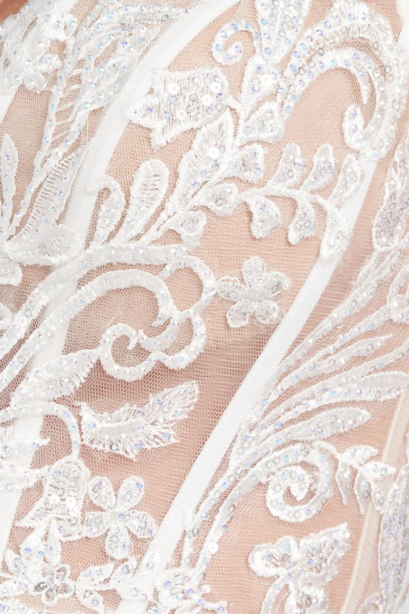 Ellie Wilde EW122043 Lace Bodice V-Neck Fitted Gown