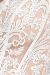 Ellie Wilde EW122043 Lace Bodice V-Neck Fitted Gown