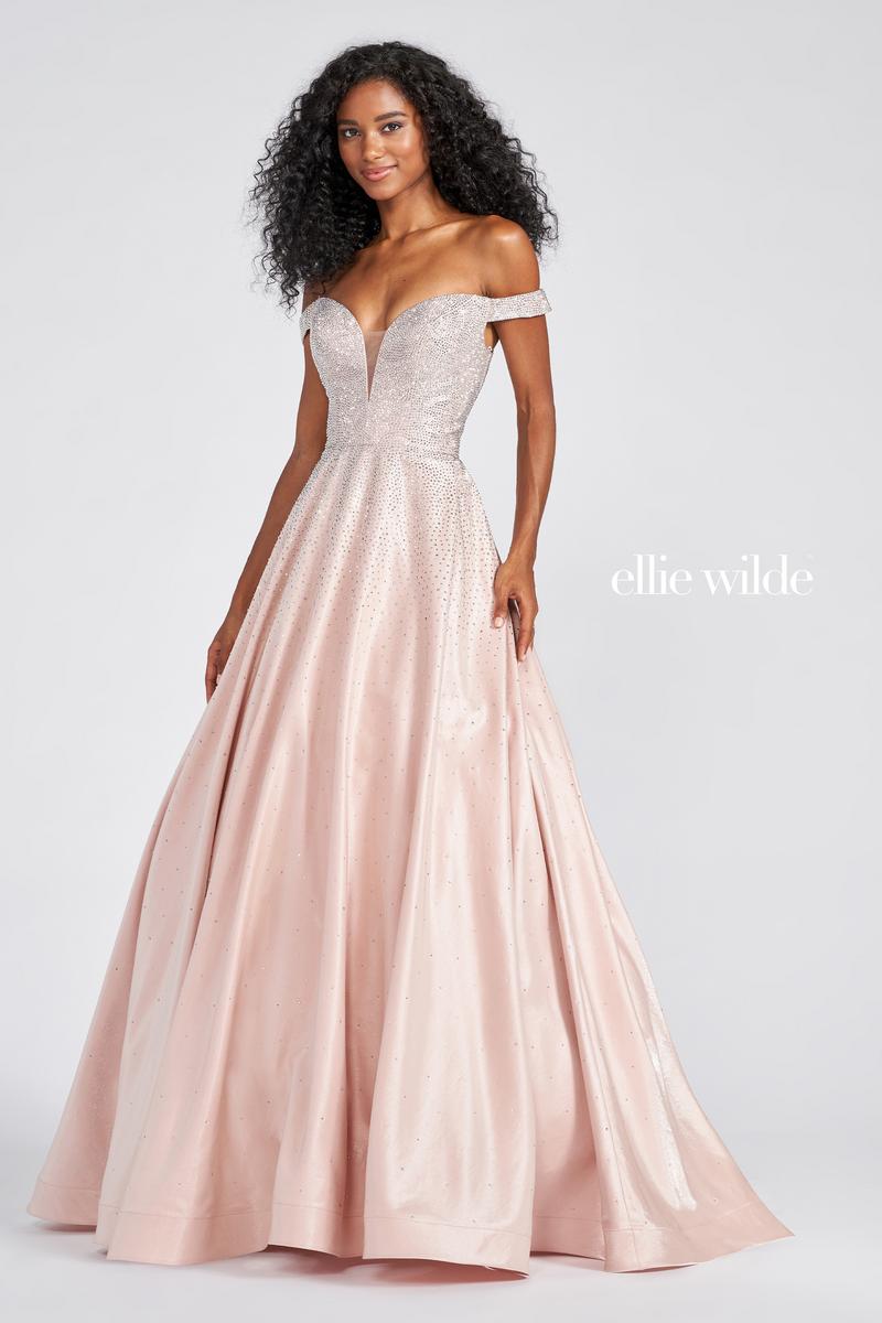 Ellie Wilde EW122106 Off-Shoulder A-Line Dress