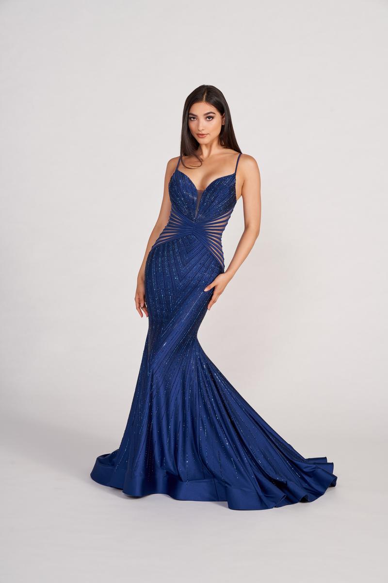 Ellie Wilde EW34002 Plunging Neck Fit and Flare Gown