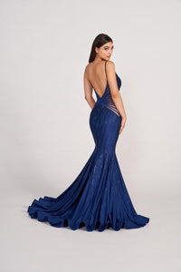 Ellie Wilde EW34002 Plunging Neck Fit and Flare Gown