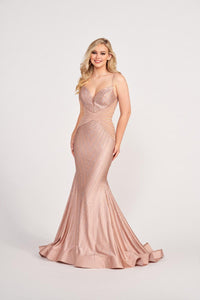 Ellie Wilde EW34002 Plunging Neck Fit and Flare Gown