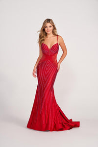 Ellie Wilde EW34002 Plunging Neck Fit and Flare Gown