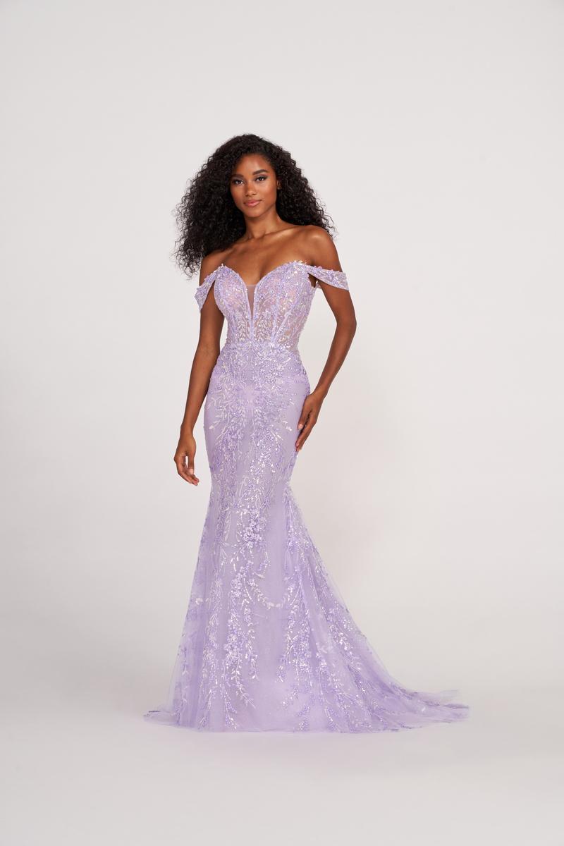 off the shoulder fit & flare dress Ellie Wilde EW34007 Off-Shoulder Long and – normansbridal Aurra Mauve Multi Mini tie front dress Men's Shoe Size:Men's 7 W Made from techno scuba