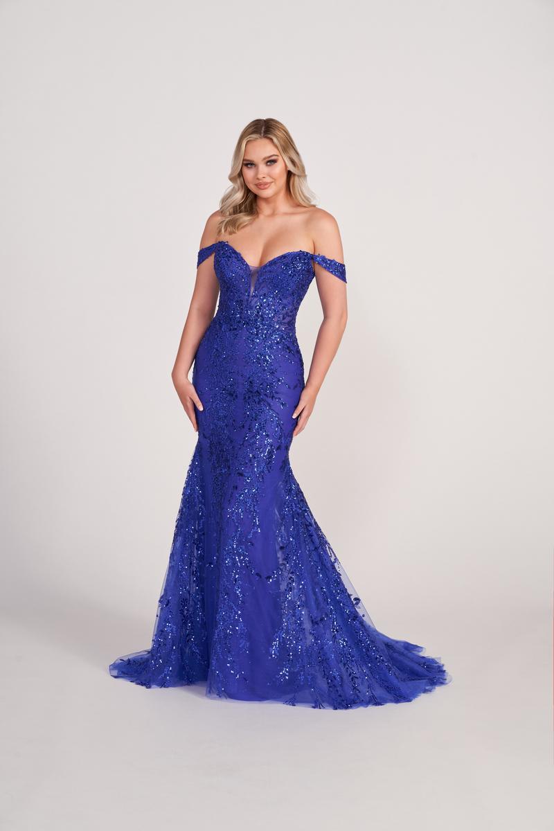 Ellie Wilde EW34007 Off-Shoulder Long Fit and Flare Dress
