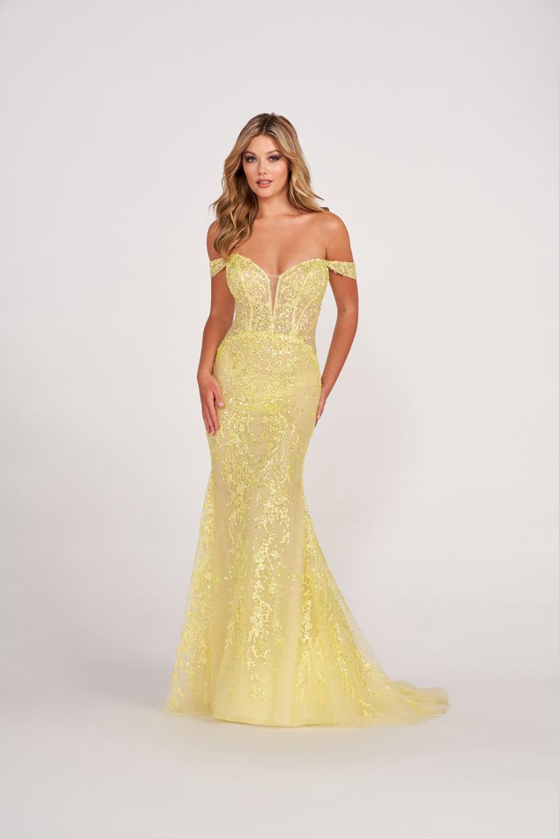 Ellie Wilde EW34007 Off-Shoulder Long Fit and Flare Dress