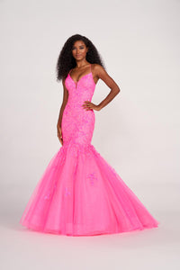 Ellie Wilde EW34011 Pink Fit and Flare Dress with Sweetheart Neckline
