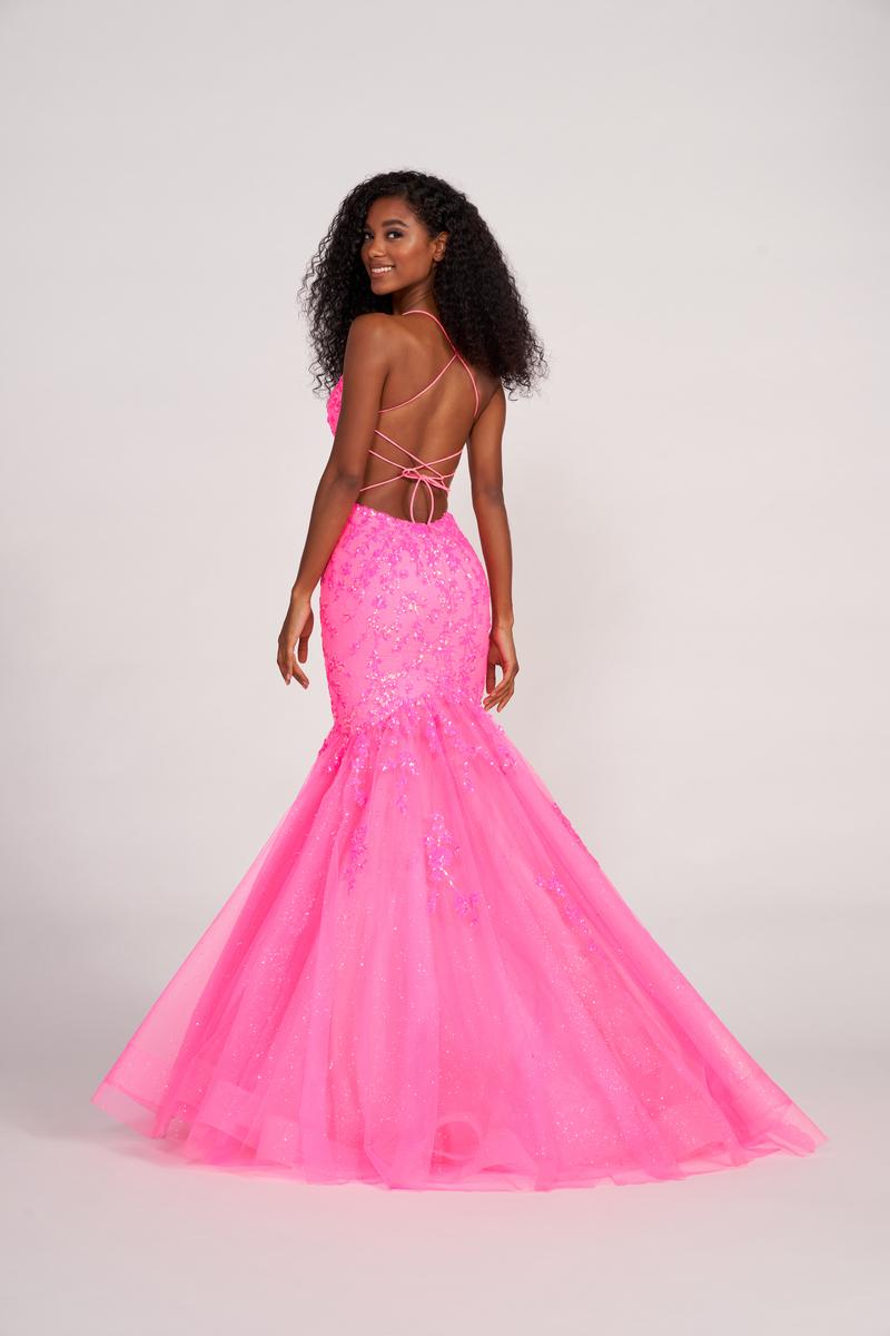 Ellie Wilde EW34011 Pink Fit and Flare Dress with Sweetheart Neckline