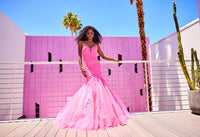 Ellie Wilde EW34011 Pink Fit and Flare Dress with Sweetheart Neckline