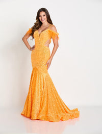 Ellie Wilde EW34017 Sequin Fit and Flare Dress with Plunging Neckline