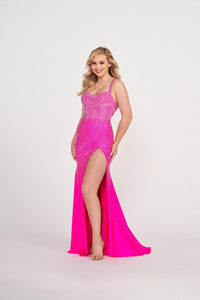 Ellie Wilde EW34029 Red Glitter Fitted Gown with Sweetheart Neckline