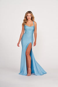 Ellie Wilde EW34029 Red Glitter Fitted Gown with Sweetheart Neckline
