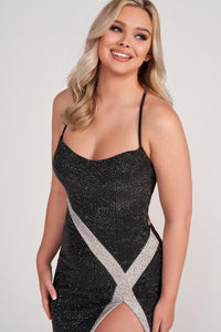 Ellie Wilde EW34031 Spaghetti Strap Slim Fit Dress with Slit