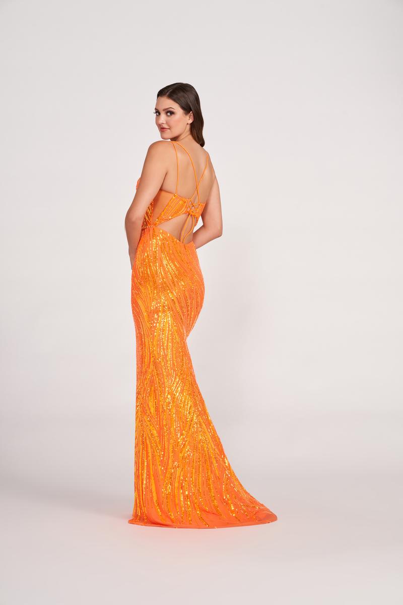 Ellie Wilde EW34037 Sequin V-Neck Long Fitted Dress