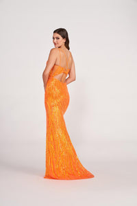 Ellie Wilde EW34037 Sequin V-Neck Long Fitted Dress
