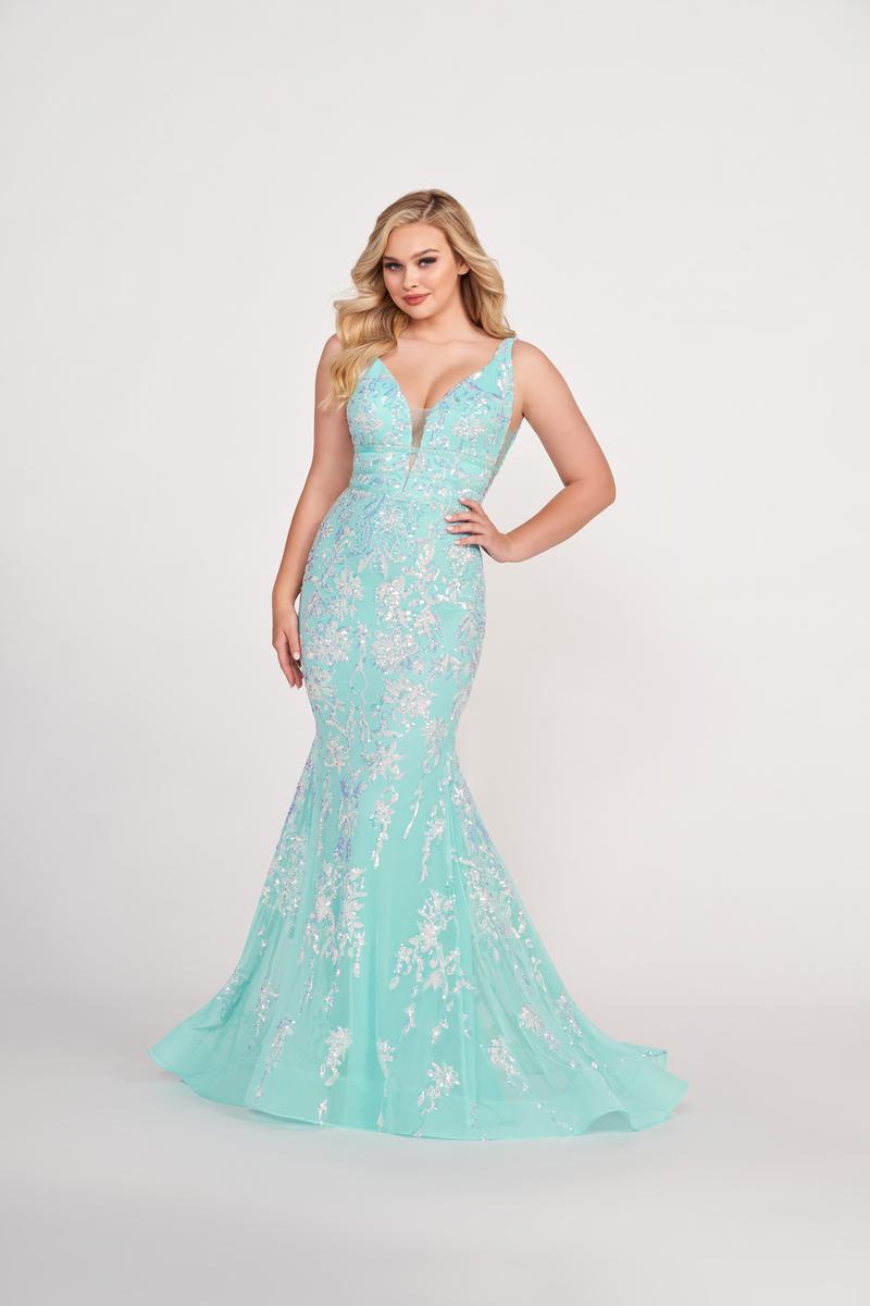 Ellie Wilde EW34041 V-Neck Fit and Flare Long Dress Ellie Wilde EW34041 V-Neck Fit and Flare Long Dress