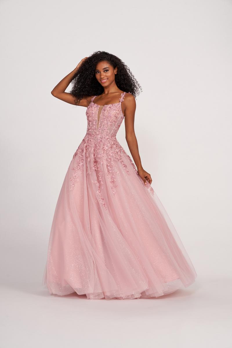 Ellie Wilde EW34041 V-Neck Fit and Flare Long Dress