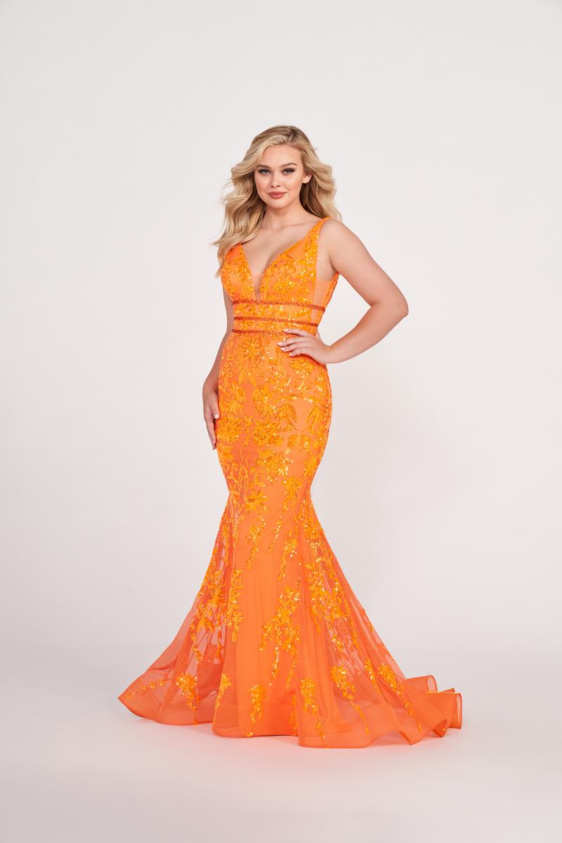 Ellie Wilde EW34041 V-Neck Fit and Flare Long Dress