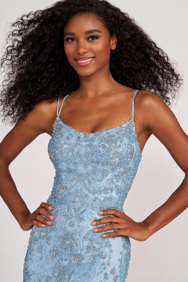 Ellie Wilde EW34045 Spaghetti Strap Fit and Flare Gown