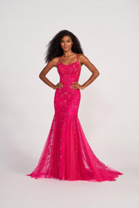 Ellie Wilde EW34045 Spaghetti Strap Fit and Flare Gown