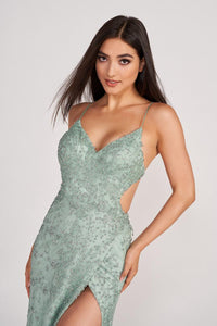 Ellie Wilde EW34046 Spaghetti Strap Fit and Flare Gown
