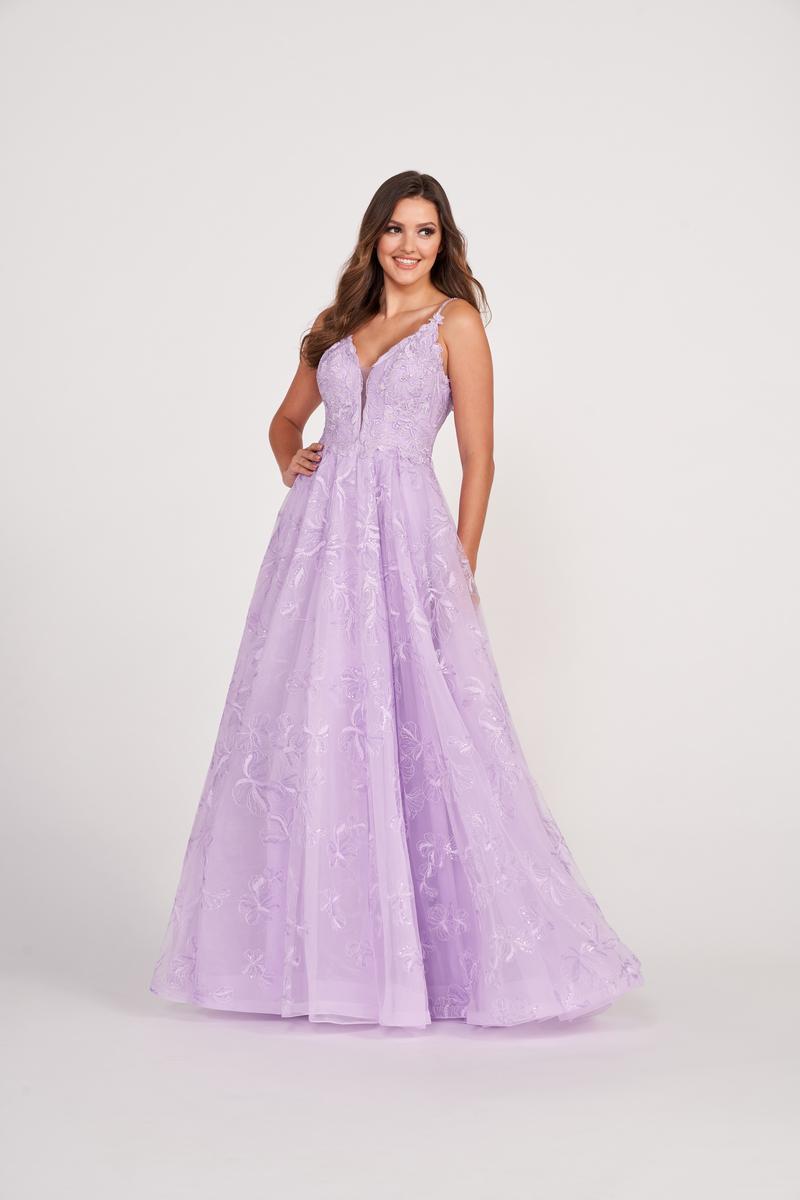 Ellie Wilde EW34051 V-Neck Long A-Line Dress