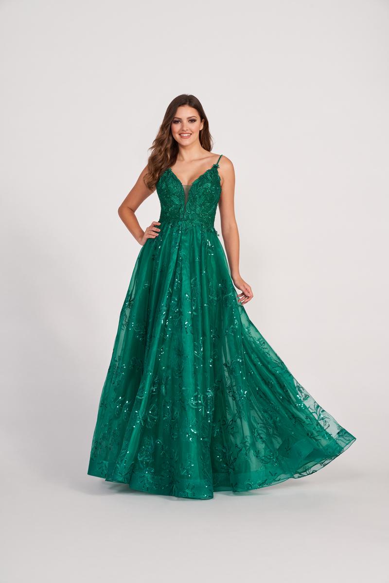 Ellie Wilde EW34051 V-Neck Long A-Line Dress