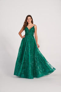 Ellie Wilde EW34051 V-Neck Long A-Line Dress