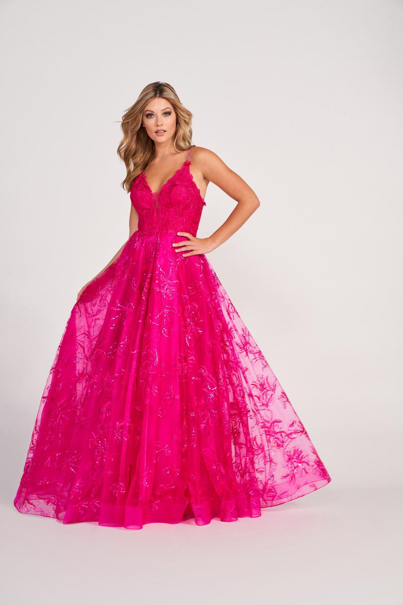 Ellie Wilde EW34051 V-Neck Long A-Line Dress