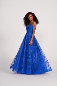 Ellie Wilde EW34051 V-Neck Long A-Line Dress