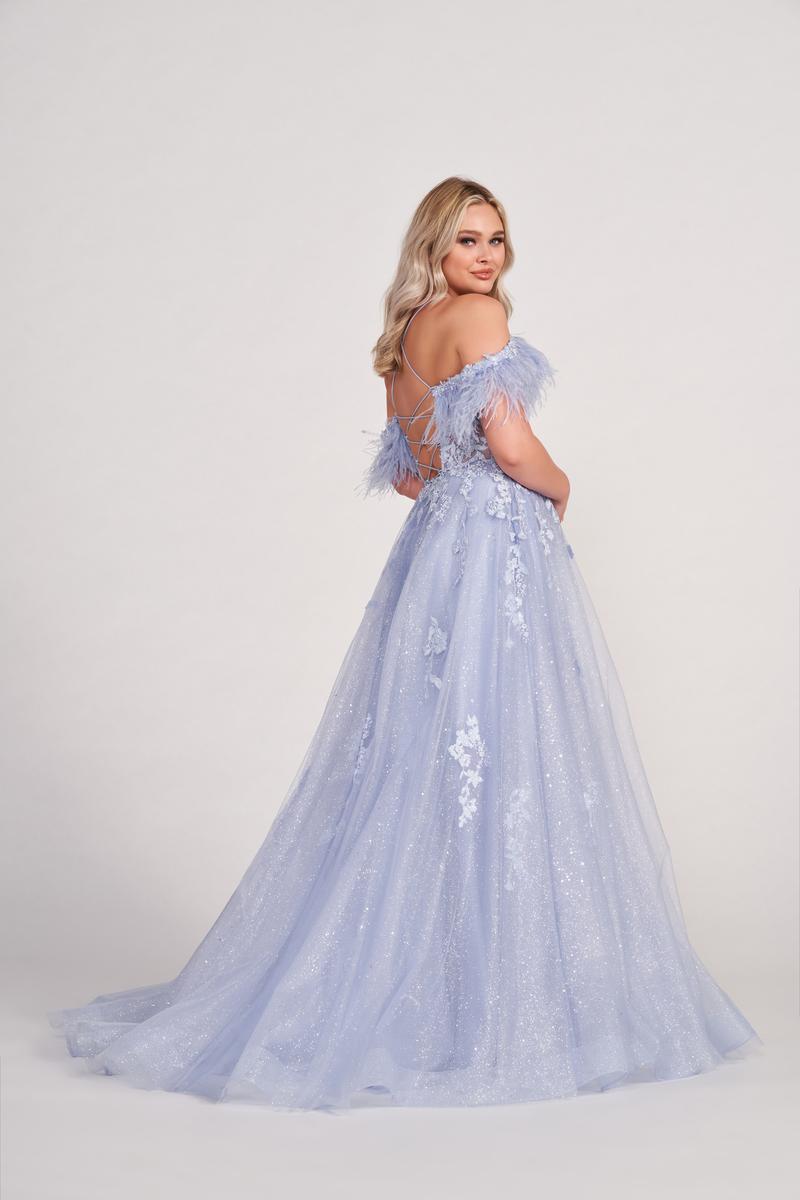 Ellie Wilde EW34066 Off-Shoulder A-Line Gown with Slit