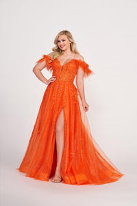 Ellie Wilde EW34066 Off-Shoulder A-Line Gown with Slit