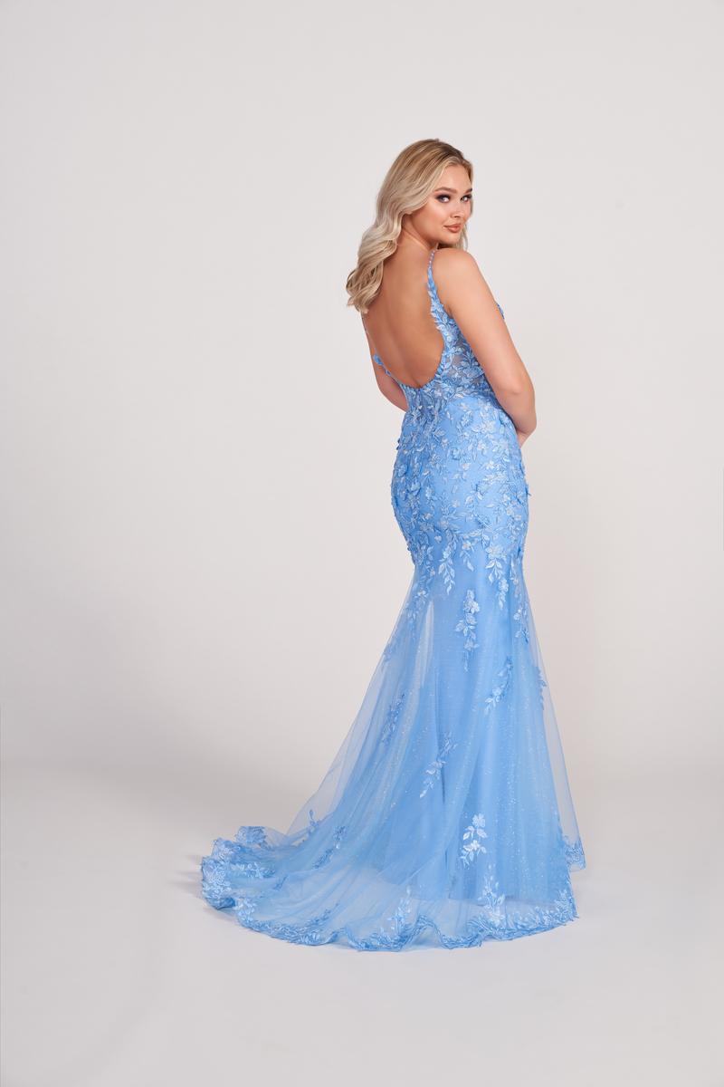 Ellie Wilde EW34067 Deep V-Neck Fit and Flare Gown