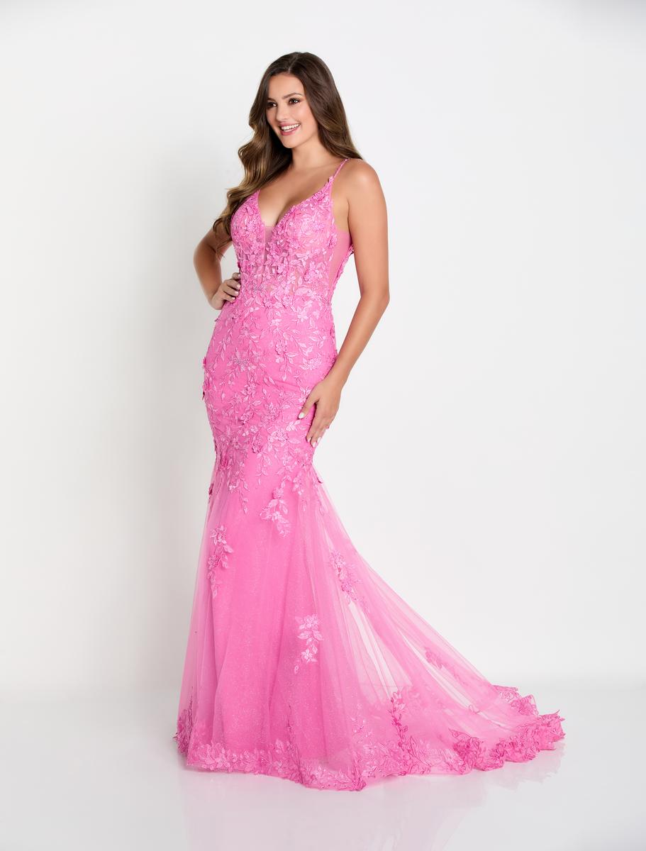 Ellie Wilde EW34067 Deep V-Neck Fit and Flare Gown