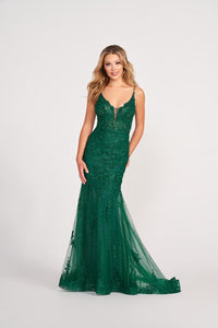 Ellie Wilde EW34067 Deep V-Neck Fit and Flare Gown