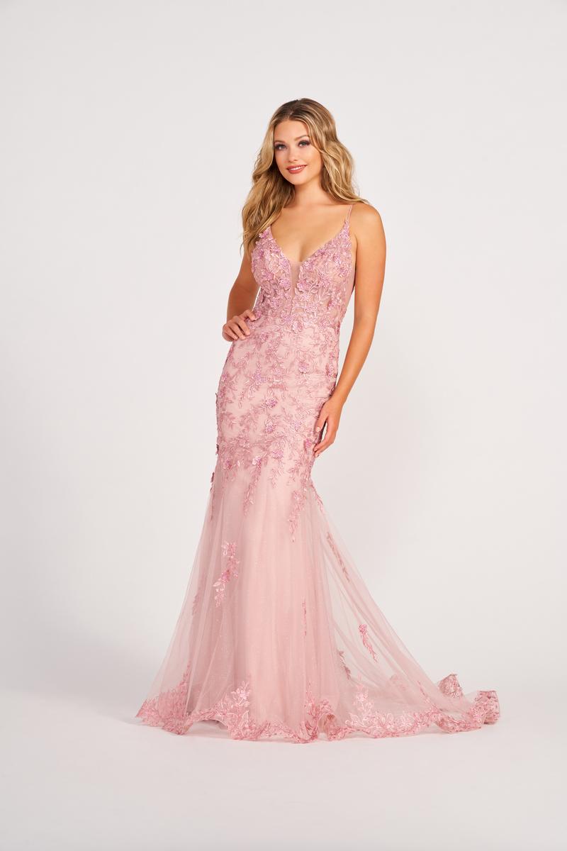 Ellie Wilde EW34067 Deep V-Neck Fit and Flare Gown
