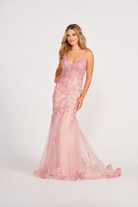Ellie Wilde EW34067 Deep V-Neck Fit and Flare Gown