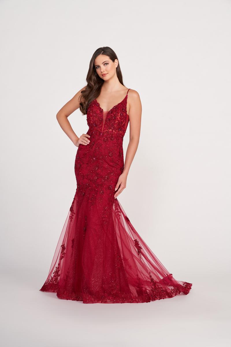Ellie Wilde EW34067 Deep V-Neck Fit and Flare Gown