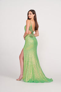 Ellie Wilde EW34088 Sequin Fit and Flare Gown with Plunge Neckline