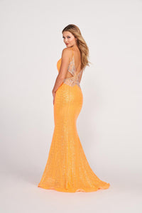 Ellie Wilde EW34088 Sequin Fit and Flare Gown with Plunge Neckline