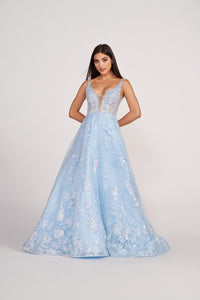 Ellie Wilde EW34105 V-Neck Long A-Line Dress