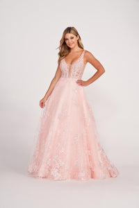 Ellie Wilde EW34105 V-Neck Long A-Line Dress