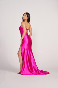 Ellie Wilde EW34120 Spaghetti Strap Fitted Gown with Side Slit