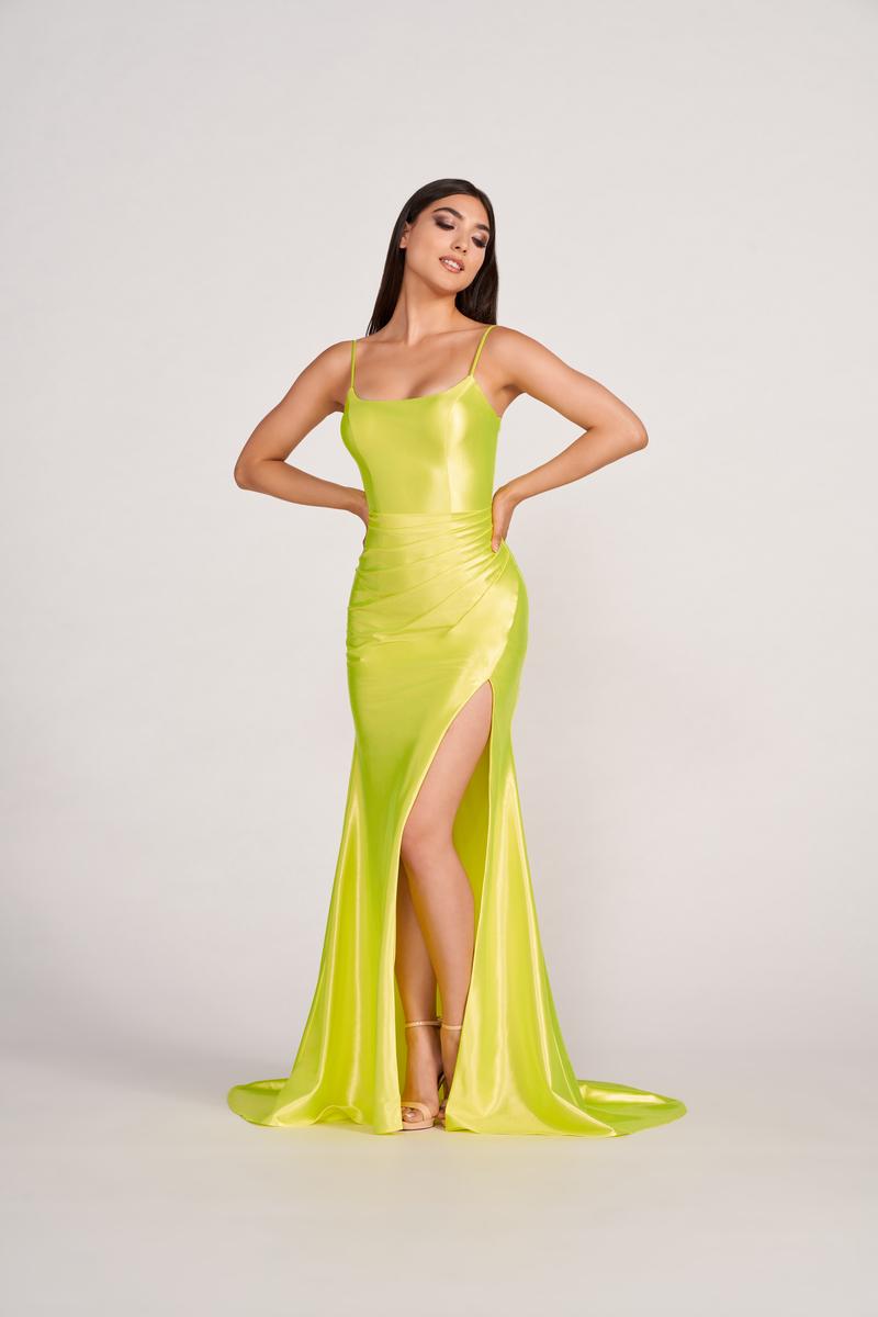 Ellie Wilde EW34120 Spaghetti Strap Fitted Gown with Side Slit