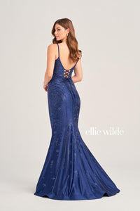 Ellie Wilde EW35002 Dress - Deep V-Neck, Long Fit and Flare Silhouette