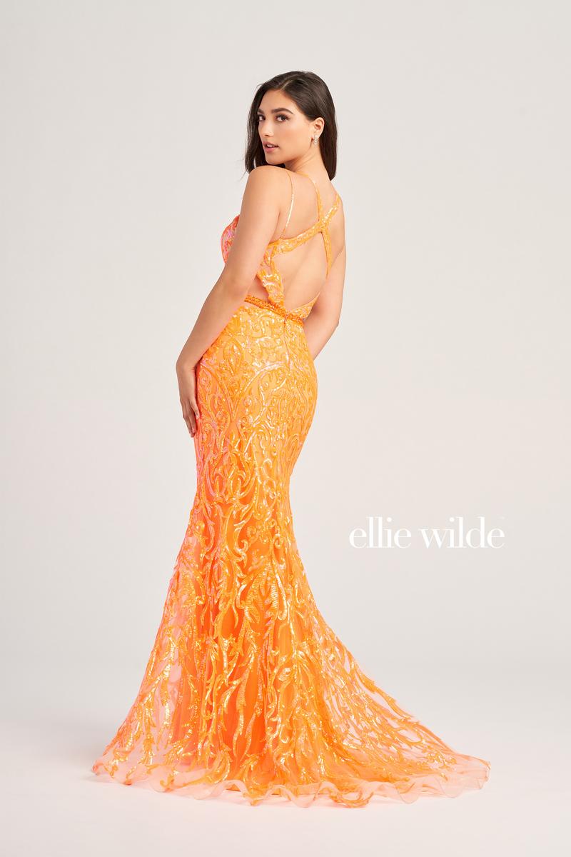 Ellie Wilde EW35007 Dress - Plunging Neckline, Fit and Flare Silhouette