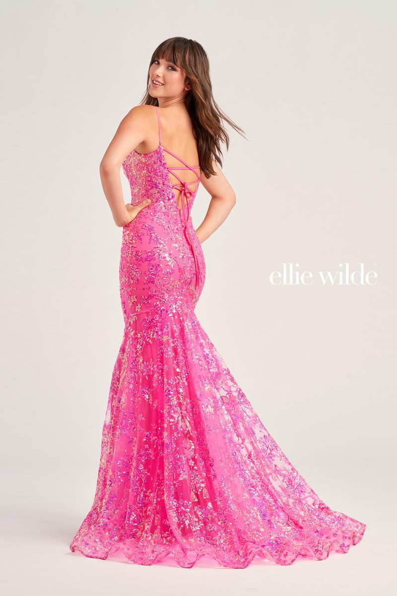 Ellie Wilde EW35013 Dress - Plunging Neckline, Long Fit and Flare